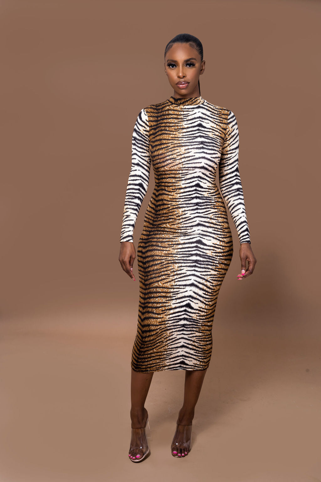 Leopard Long-sleeve Maxi Dress